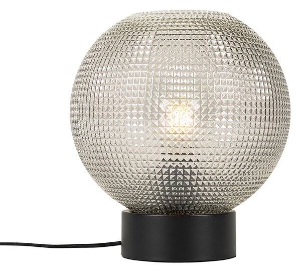 Designová stolní lampa černá s kouřovým sklem - Chico