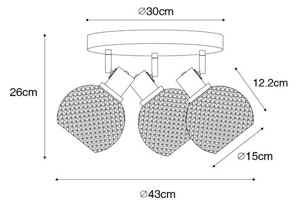 Designové bodové svítidlo černé s kouřovým sklem 3-světlo kulaté - Chico