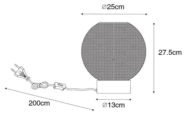 Designová stolní lampa černá s kouřovým sklem - Chico