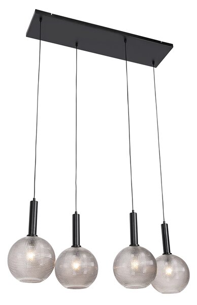 Designové závěsné svítidlo černé s kouřovým sklem 4-světlo - Chico