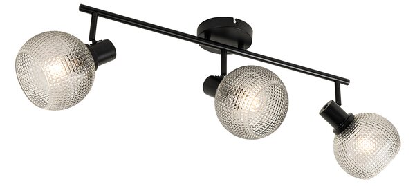Designové bodové svítidlo černé s kouřovým sklem 3-světlo - Chico
