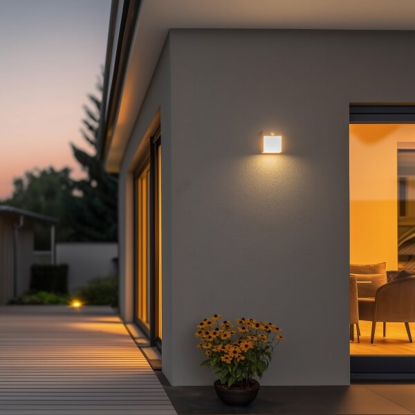 Brilagi -LED Venkovní nástěnné svítidlo se senzorem TERNI LED/12W/230V šedá IP44