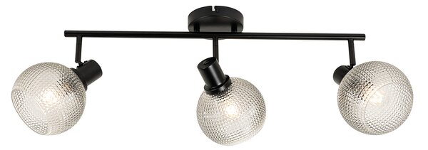 Designové bodové svítidlo černé s kouřovým sklem 3-světlo - Chico