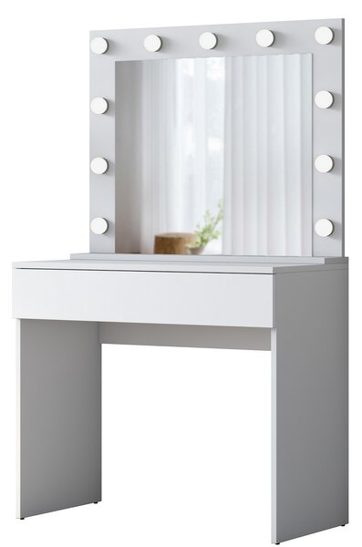 Kalune Design Minimalistický toaletní stolek Alisson II s LED zrcadlem bílý