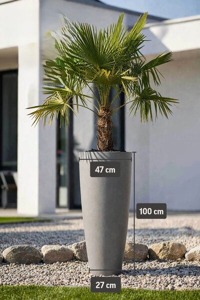 Květináč CITY, sklolaminát, výška 100 cm, beton design, šedý