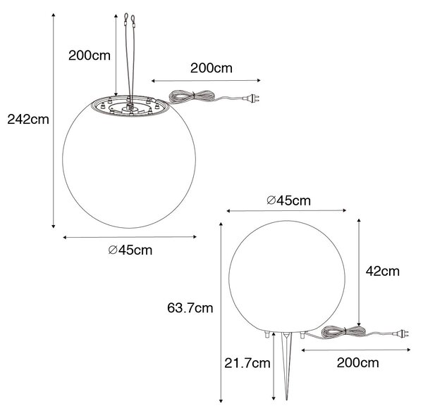 Moderní venkovní lampa bílá 45 cm IP65 - Nura