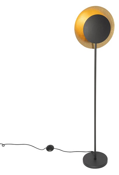 Stojací lampa v Art Deco stylu černá se zlatem - Emilienne