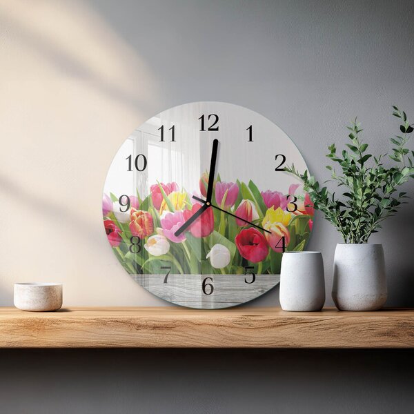 Skleněné nástěnné hodiny Tulipány zsoc-fi30-00179080