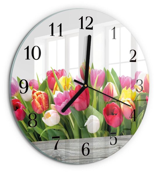 Skleněné nástěnné hodiny Tulipány zsoc-fi30-00179080