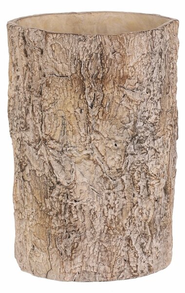 Obal na květiny imitace dřevěné kůry, 18 x 18 x 26 cm, beton, 18 cm