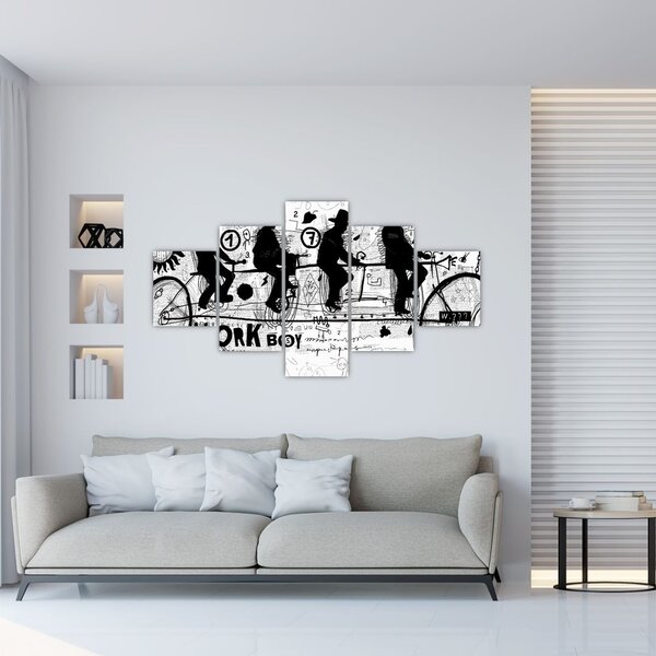 Obraz - Týmová práce, jízda na kole (125x70 cm)