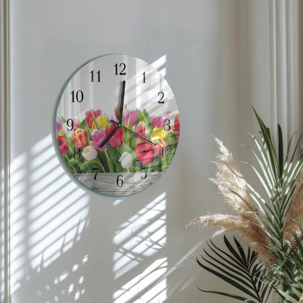 Skleněné nástěnné hodiny Tulipány zsoc-fi30-00179080