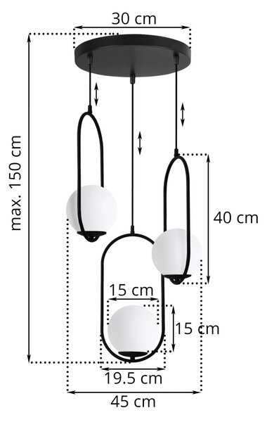 Závěsné svítidlo Florence, 3x bílé skleněné stínítko, b, o, U