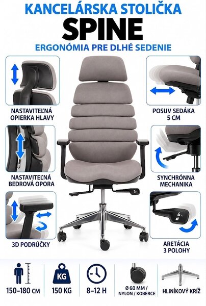 MERCURY kancelářská židle SPINE tmavě šedá s PDH