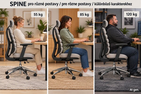 MERCURY kancelářská židle SPINE tmavě šedá s PDH