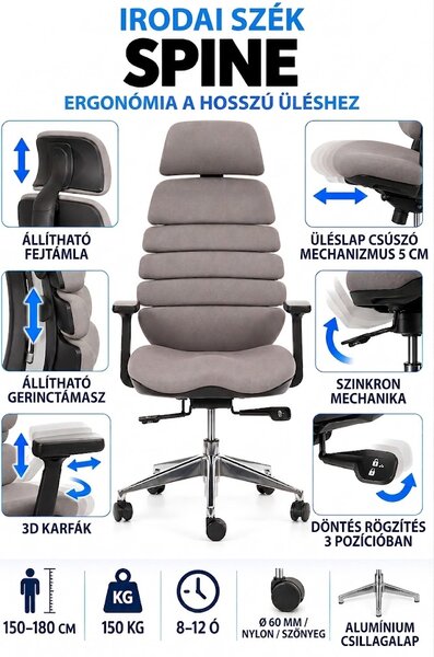 MERCURY kancelářská židle SPINE tmavě šedá s PDH