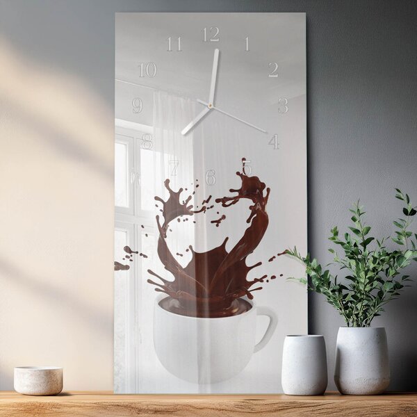 Skleněné hodiny vertikální Káva zsppb-30x60-00090488