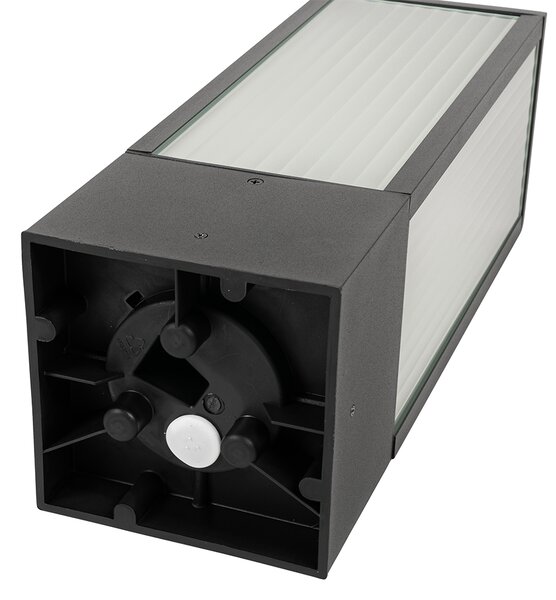 Stojací venkovní lampa černá s žebrovaným sklem 40 cm IP44 - Charlois