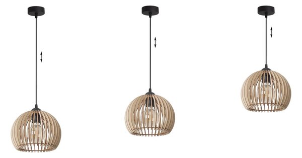 Závěsné svítidlo Timber 6, 1x dřevěné stínítko, (fi 21 cm)