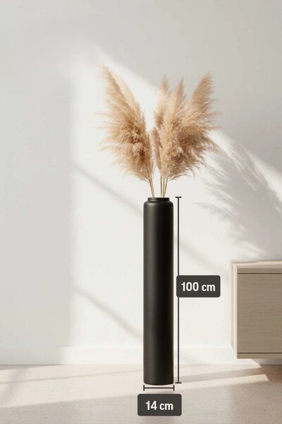 Váza DIRETO, sklolaminát, výška 100 cm, černý mat