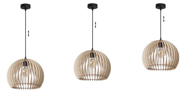 Závěsné svítidlo Timber 6, 1x dřevěné stínítko, (fi 32 cm)