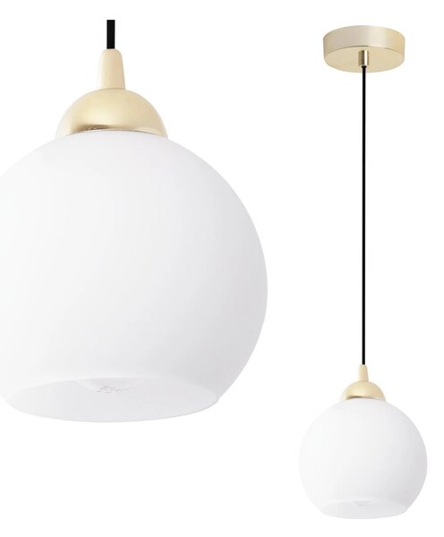 Závěsné svítidlo Eliza, 1x bílé skleněné stínítko, g/b
