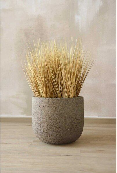 Umělá tráva v květináči BOHO, plast, výška 54 cm, béžová