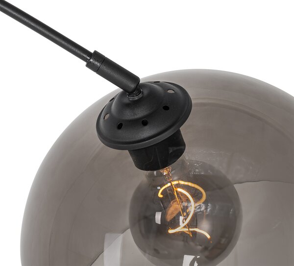 Moderní oblouková lampa černá s kouřovým sklem - Arc