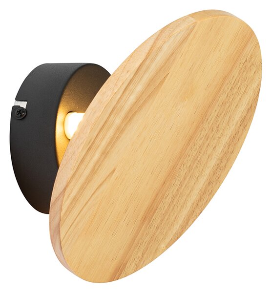 Rustikální nástěnná lampa kulatá dřevěná - Pulley