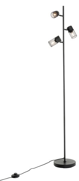 Průmyslová stojací lampa černá 3-světlo - Jim