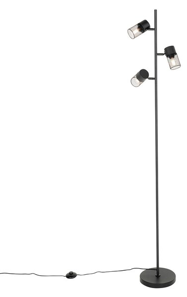Průmyslová stojací lampa černá 3-světlo - Jim