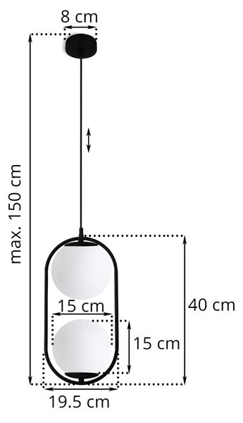 Závěsné svítidlo Florence, 2x bílé skleněné stínítko, b, U