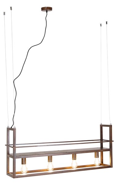 Chytré závěsné svítidlo rezavě hnědé s poličkou vč. 4 Wi-Fi A60 - Cage Rack