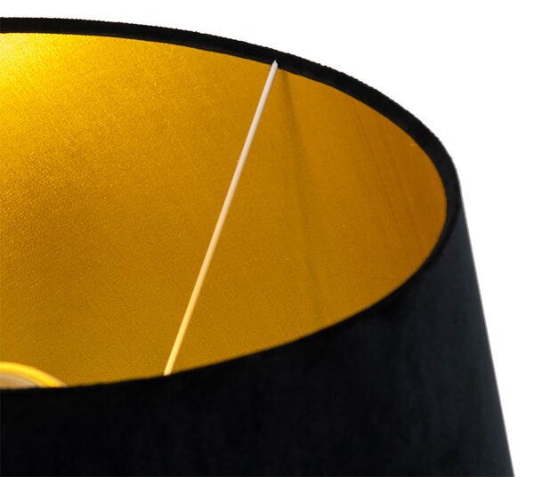 Chytrá stojací lampa černá s stínítkem černým se zlatem 45 cm vč. Wifi A60 - Classico