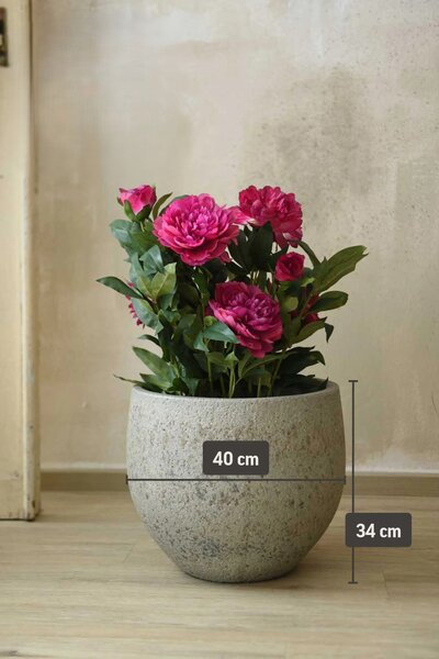 Kulatý květináč RAFIOT, vláknocement, 40x34 cm, šedý