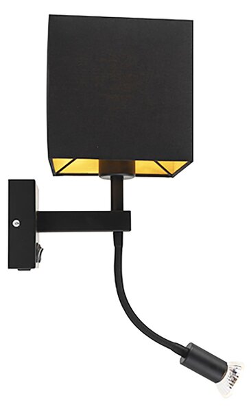 Chytrá nástěnná lampa černá s USB vč. Wifi A60 a GU10 - Zeno