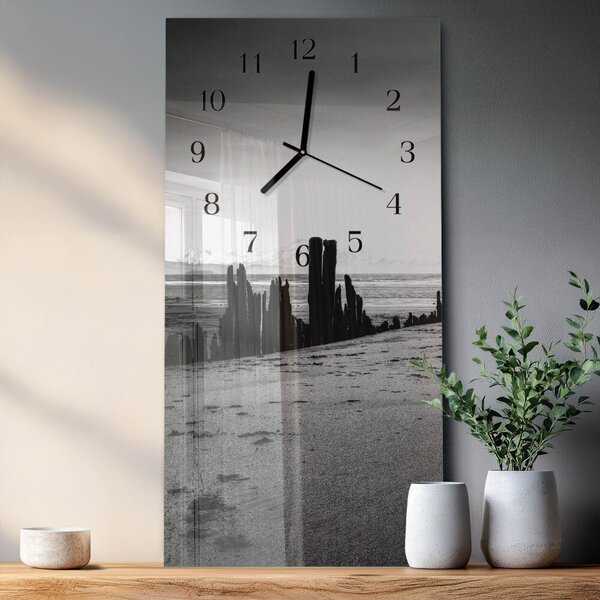 Skleněné hodiny vertikální Pláž zsppc-30x60-00171317