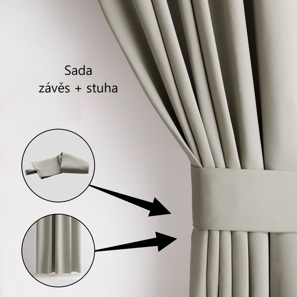 Závěs AmeliaHome Blackout s průchodkami světle béžový, velikost 140x245