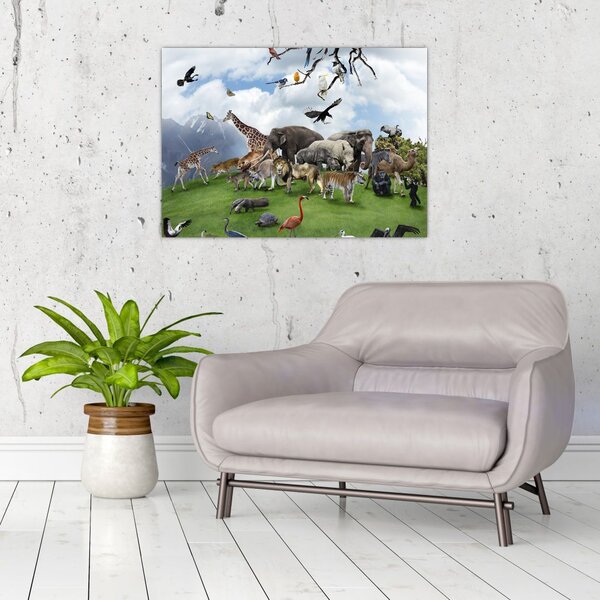 Obraz - Zvířátka na ostrově (70x50 cm)