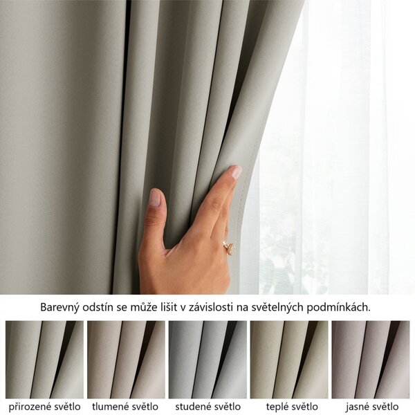 Závěs AmeliaHome Blackout s průchodkami světle béžový, velikost 140x245