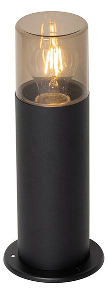 Stojací venkovní lampa černá s kouřovým stínítkem 30 cm IP44 - Odense