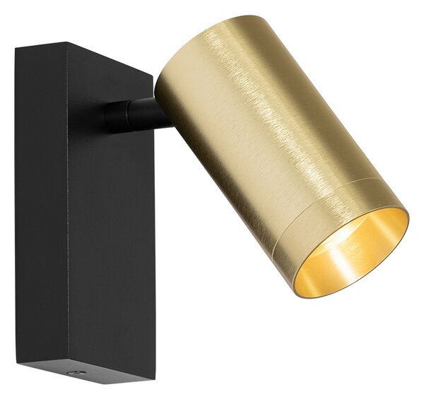 Nástěnná lampa černá se zlatem nastavitelná s vypínačem - Jeana Luxe