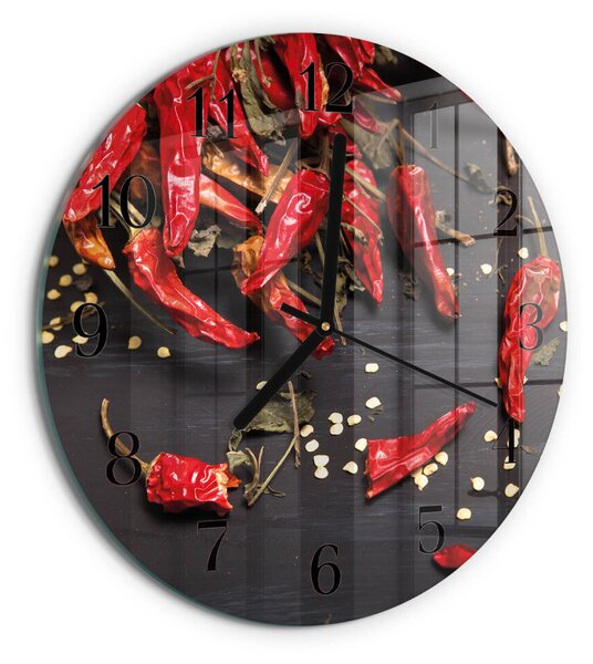 Skleněné nástěnné hodiny Chilli papričky zsoc-fi30-00180958