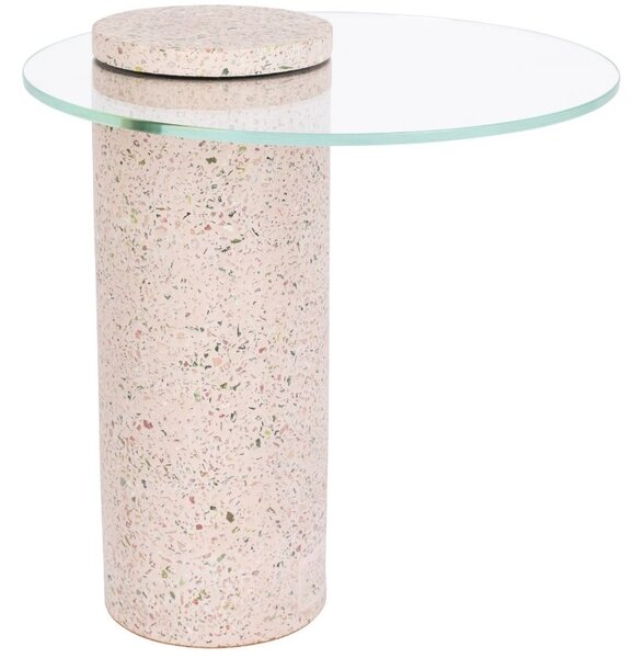 Světle růžový terrazzo odkládací stolek ZUIVER ROSALINA 40 cm