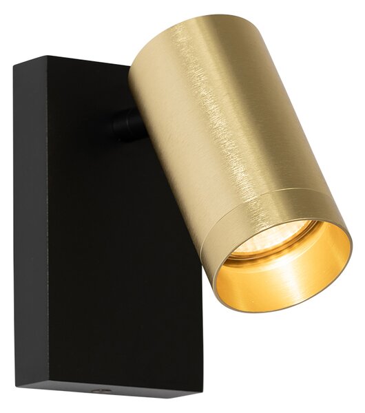 Nástěnná lampa černá se zlatem nastavitelná s vypínačem - Jeana Luxe