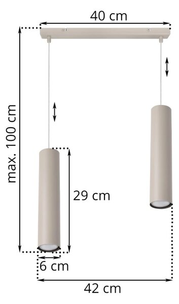 Závěsné svítidlo Tuba, 2x béžové kovové stínítko
