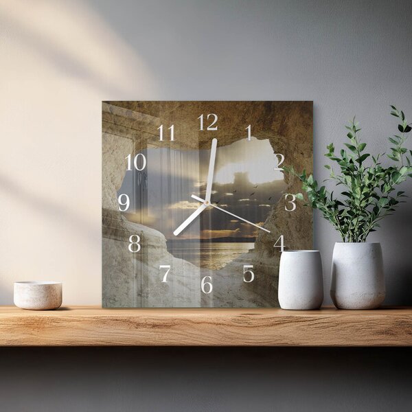 Skleněné hodiny Srdce ve skále zskb-30x30-00059516