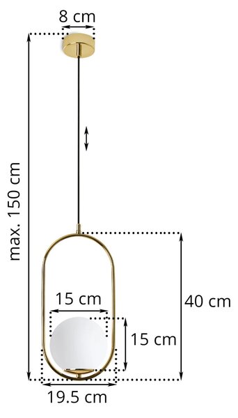 Závěsné svítidlo Florence, 1x bílé skleněné stínítko, g, U