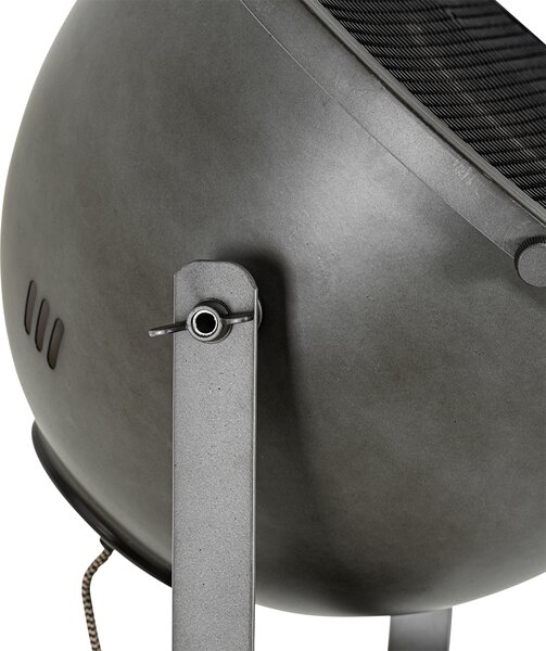 Průmyslová stojací lampa trojnožka ocel s dřevěným skloněným stínítkem - Emado
