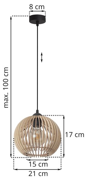 Závěsné svítidlo Timber 5, 1x dřevěné stínítko